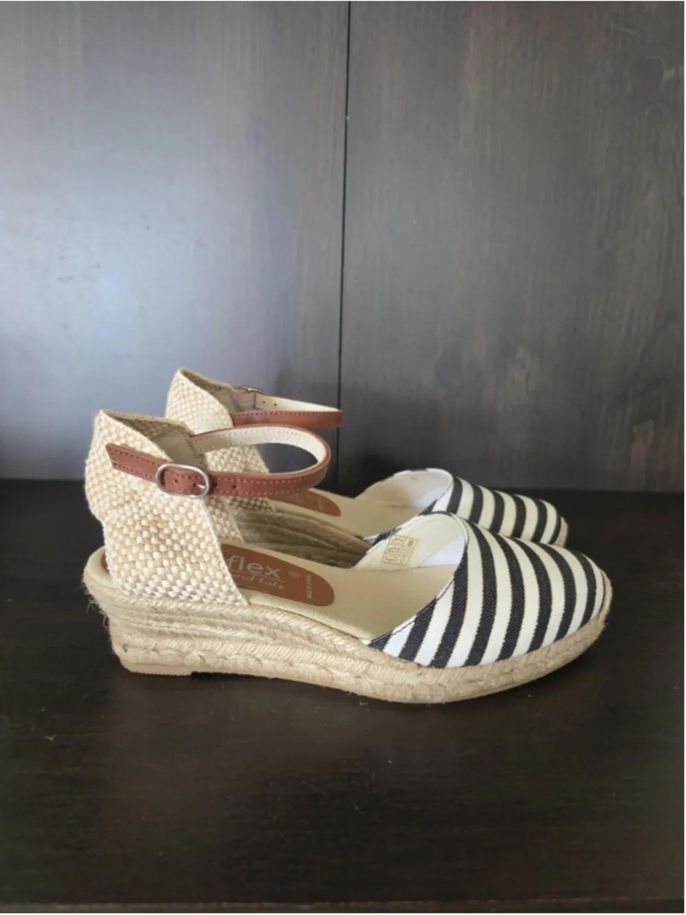 Napa Flex David Tate Espadrille Wedge d'Orsey Sandals 8.5 M (39 EU) Black White